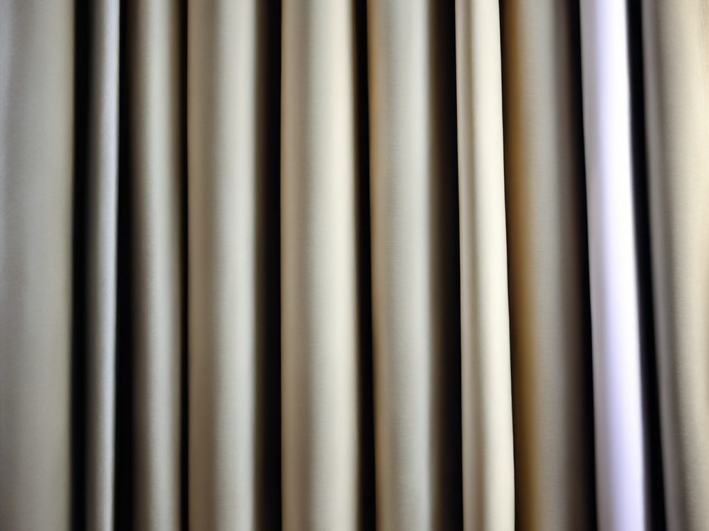 Rideaux de différentes teintes de beige, créant un effet de texture.